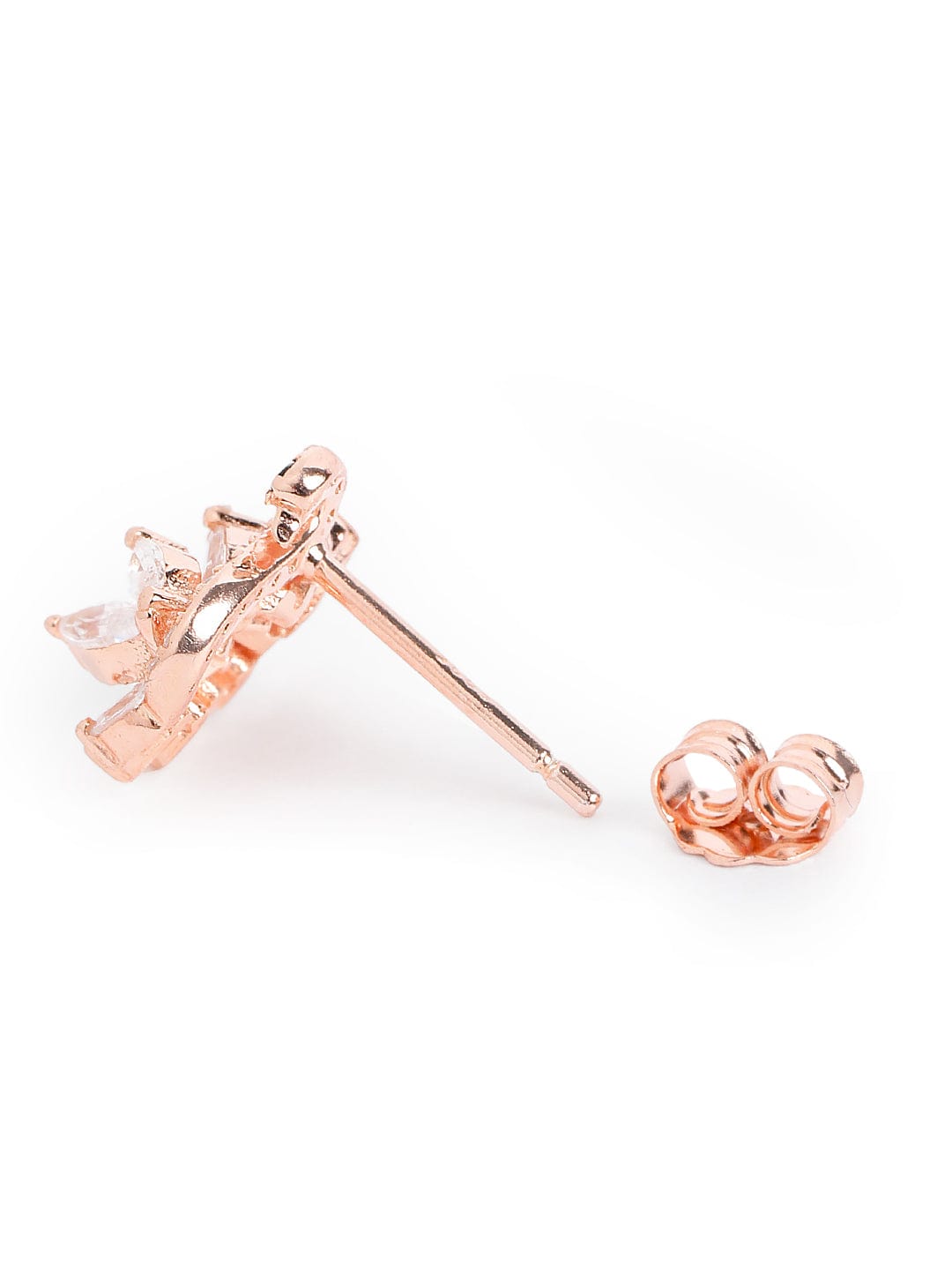 Flaunting Swan Stud Earrings (Pure Silver) - Rose Gold