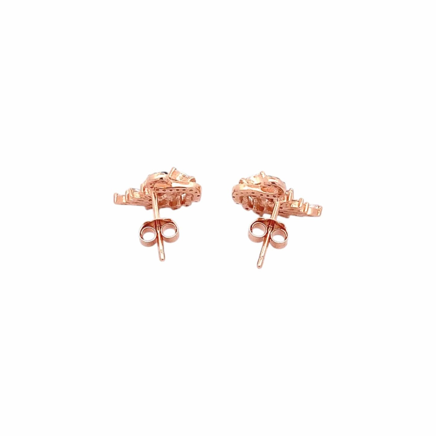 Flaunting Swan Stud Earrings (Pure Silver) - Rose Gold
