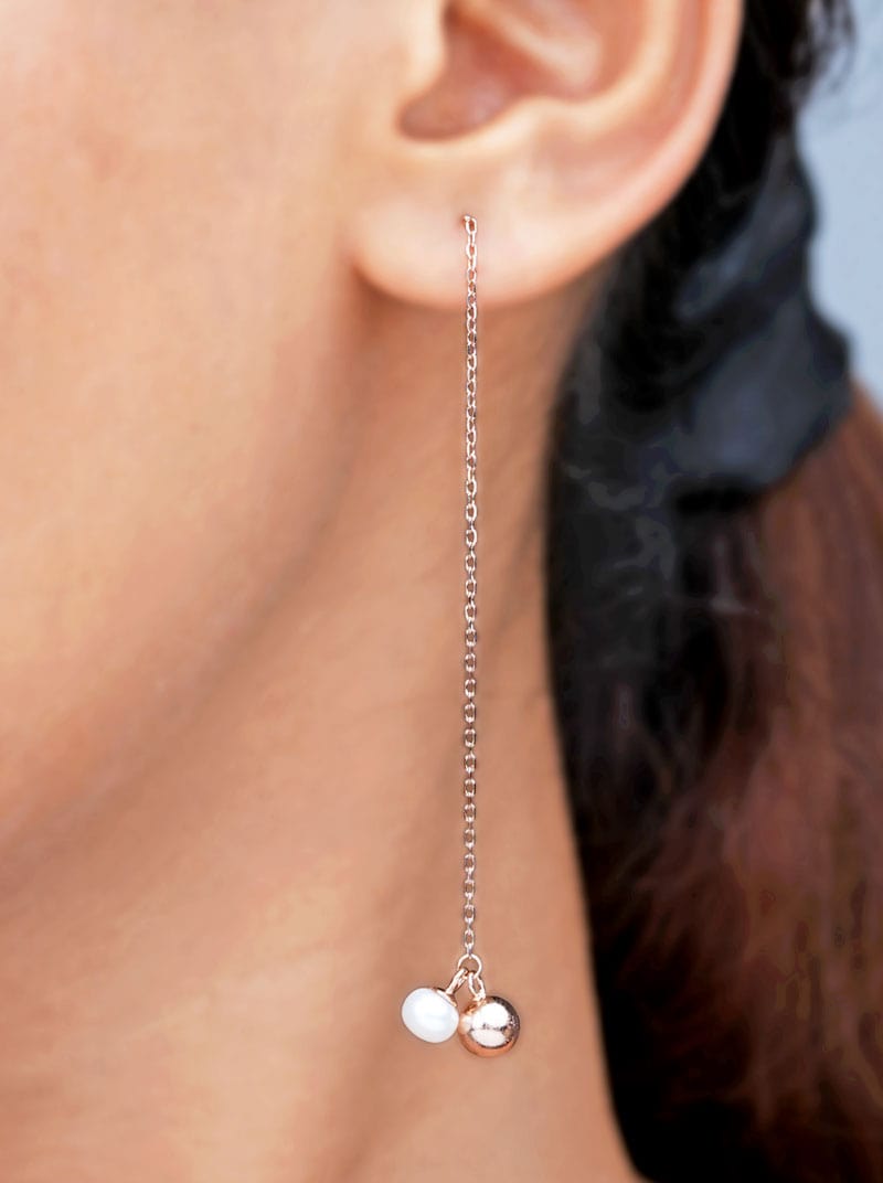 Pearl & Ball Beads Threader Earrings