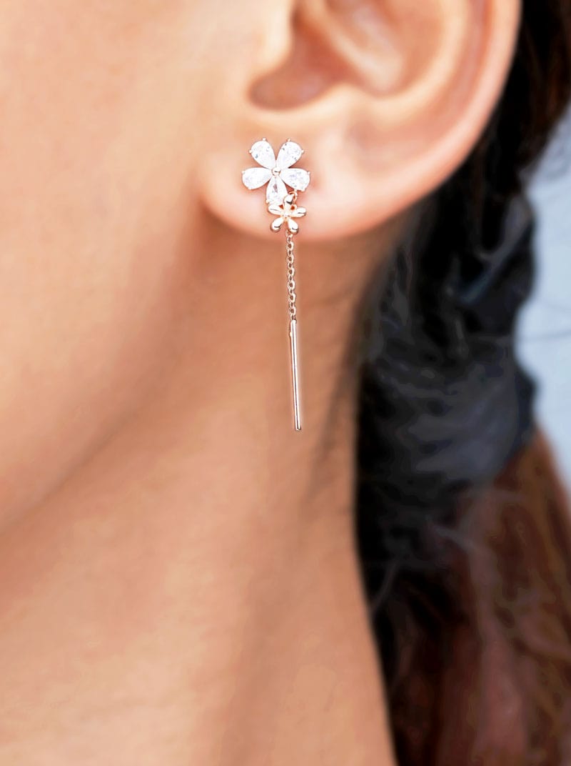 Floral Threader Drop Earrings