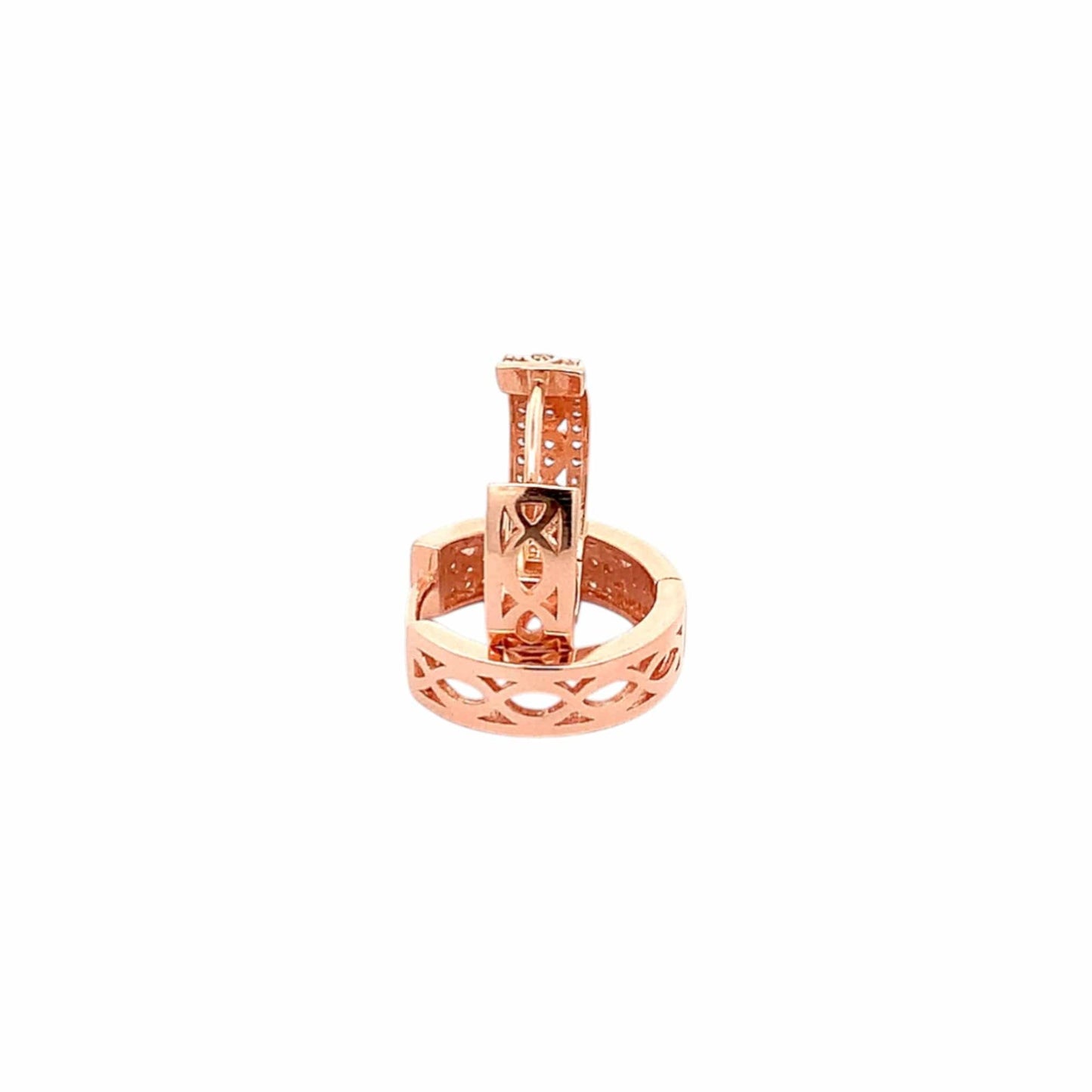 Dual-layer Zircon Huggie Earrings (Pure Silver) - Rose Gold