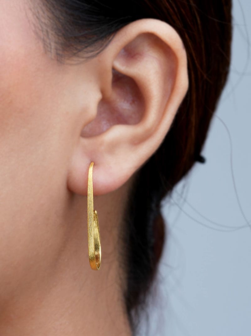 Rectangle C Hoop Earrings Gold