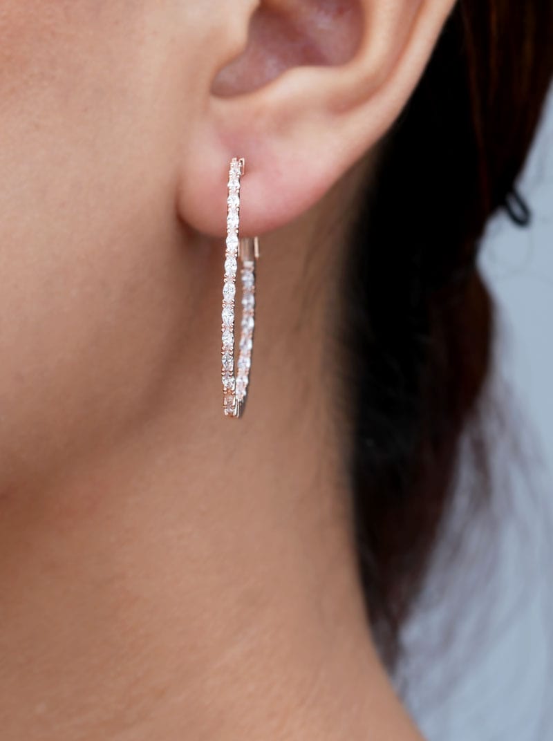 Inside-Out Zircon Circle Hoop Earrings