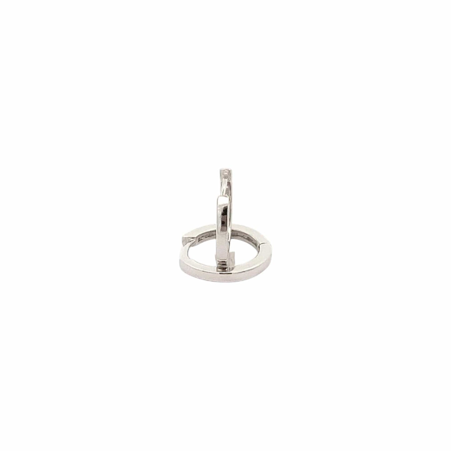 Baguette Cut Circle Huggie Earrings (Pure Silver) - Silver