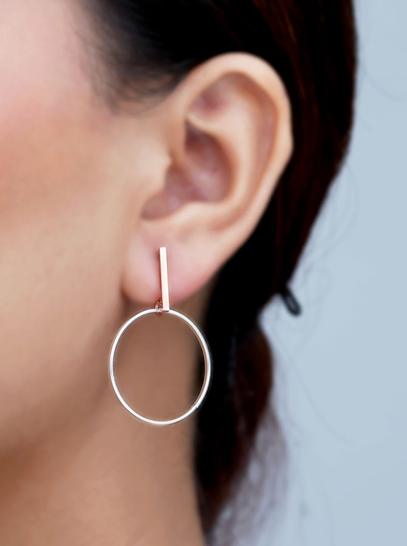 Circle & Line Drop Earrings