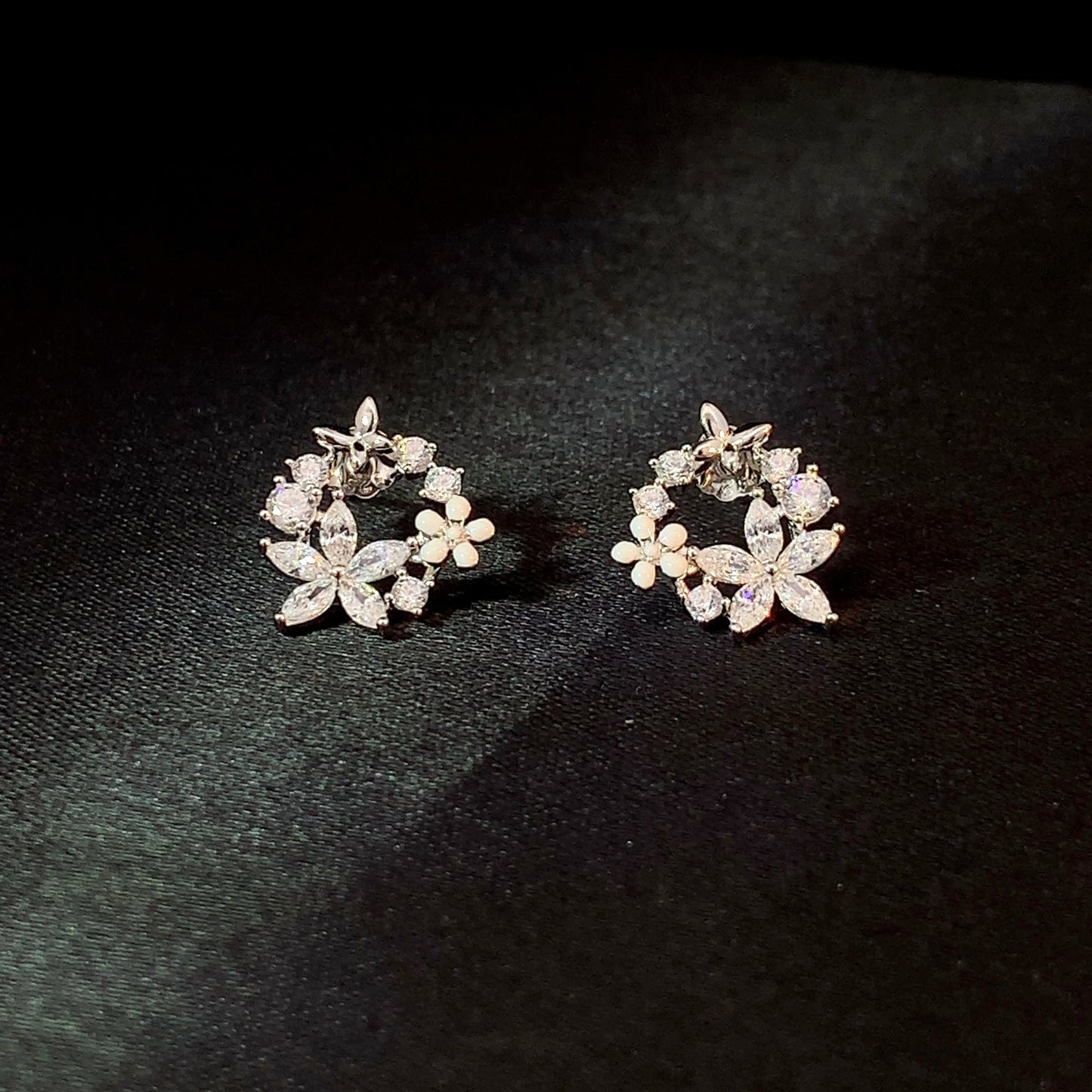 Floral Whispers Stud Earrings Silver