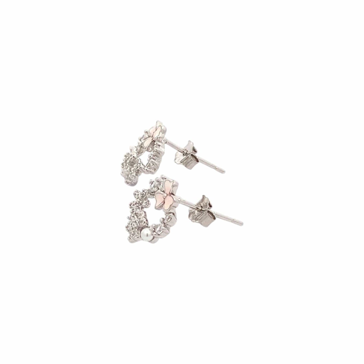 Spring Flower Stud Earrings (Pure Silver) - Silver