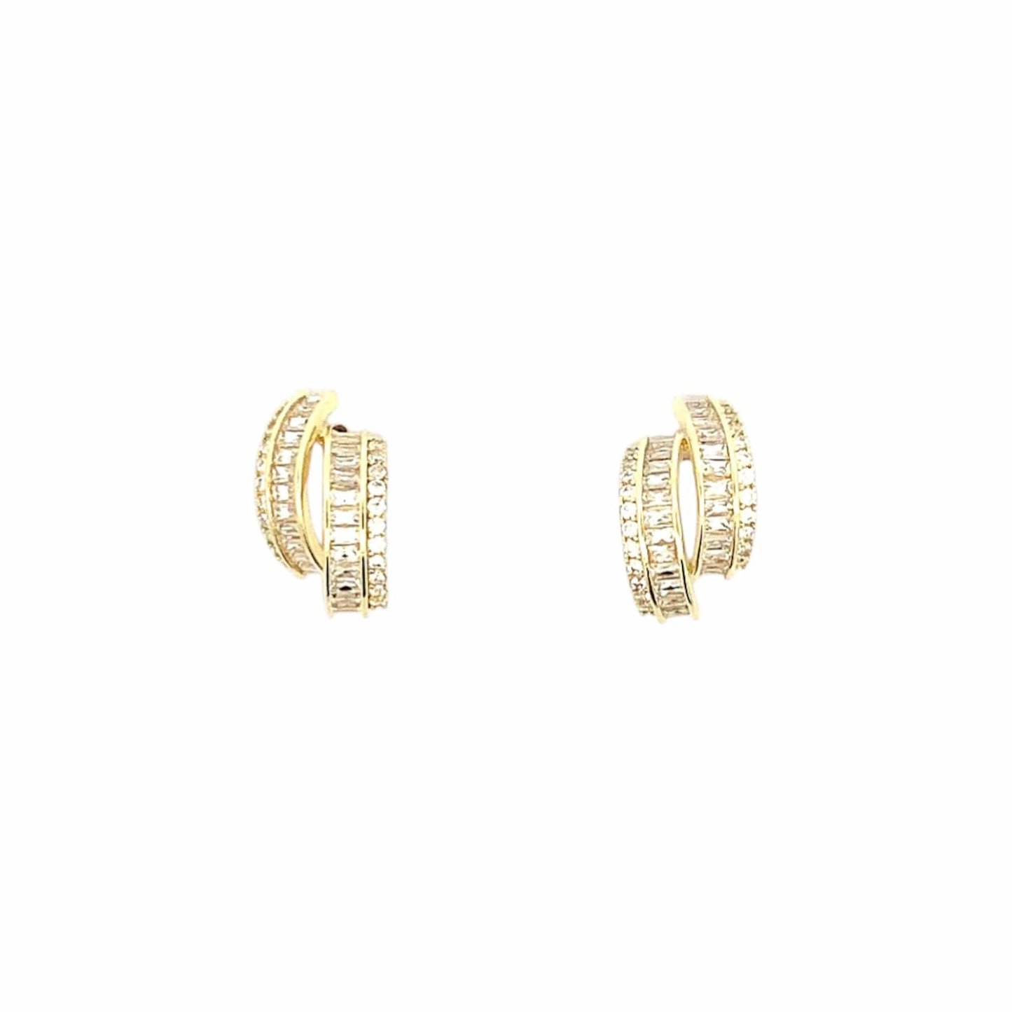 Duo Curve Stud Earrings (Pure Silver) - Gold