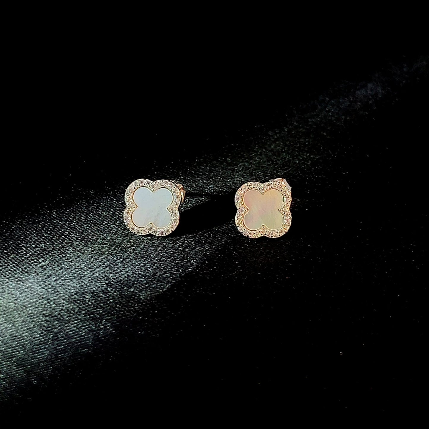 Lustrous Clover Stud Earrings Silver