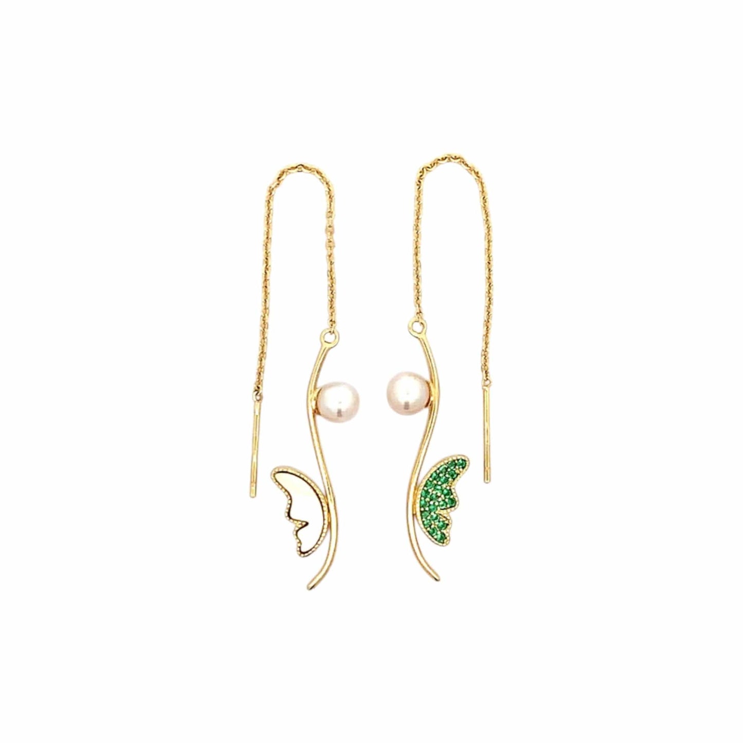 Butterfly Wings Threader Earrings (Pure Silver) - Gold
