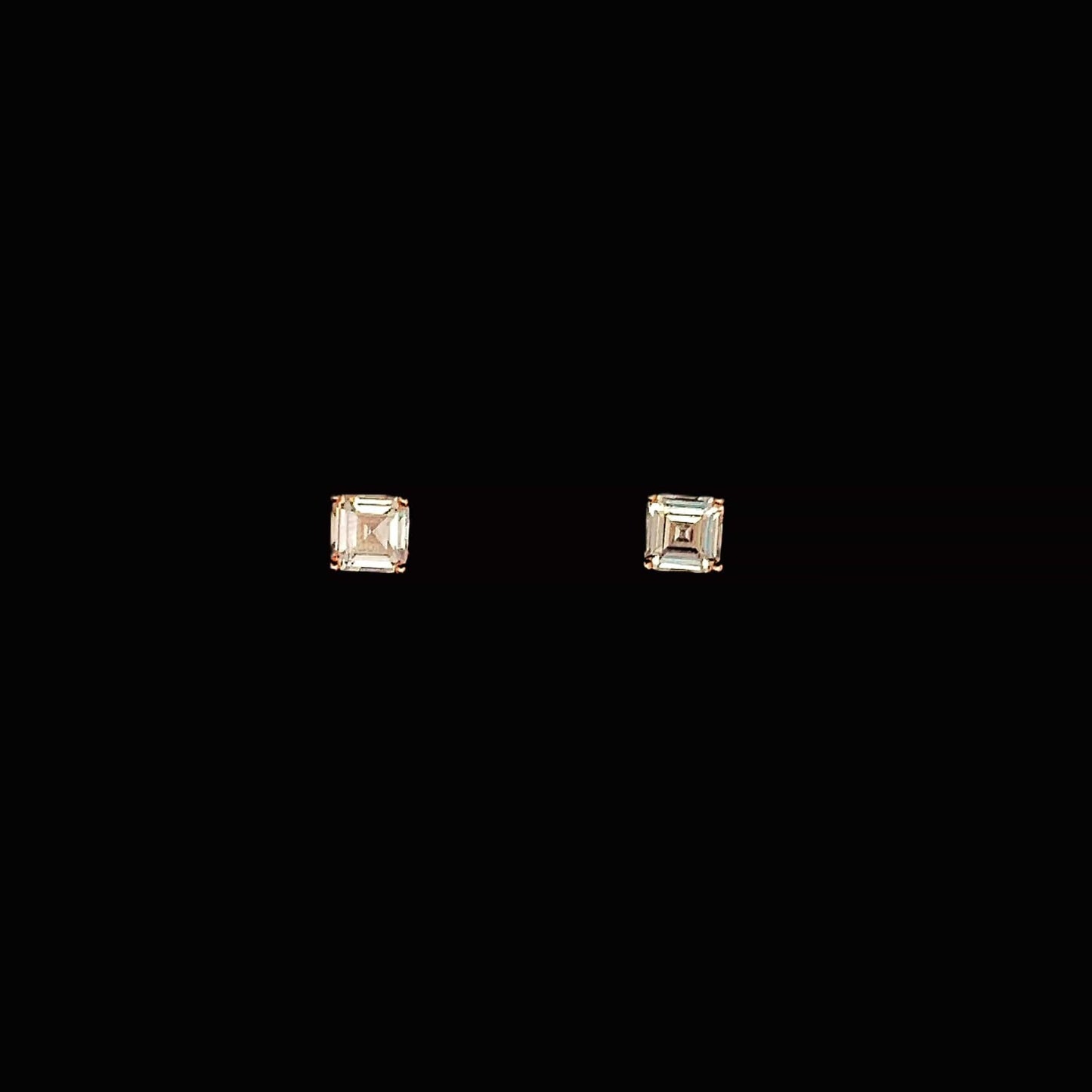 Baguette Square Stud Earrings Rose Gold