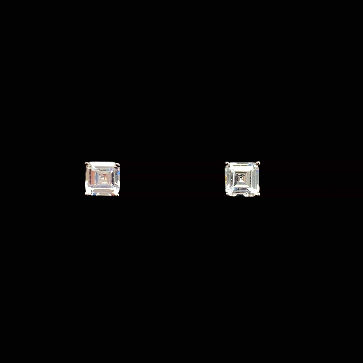 Baguette Square Stud Earrings Silver