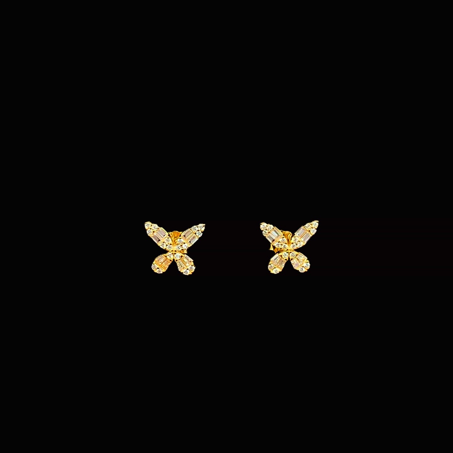 Sparkling Wings Stud Earrings Gold