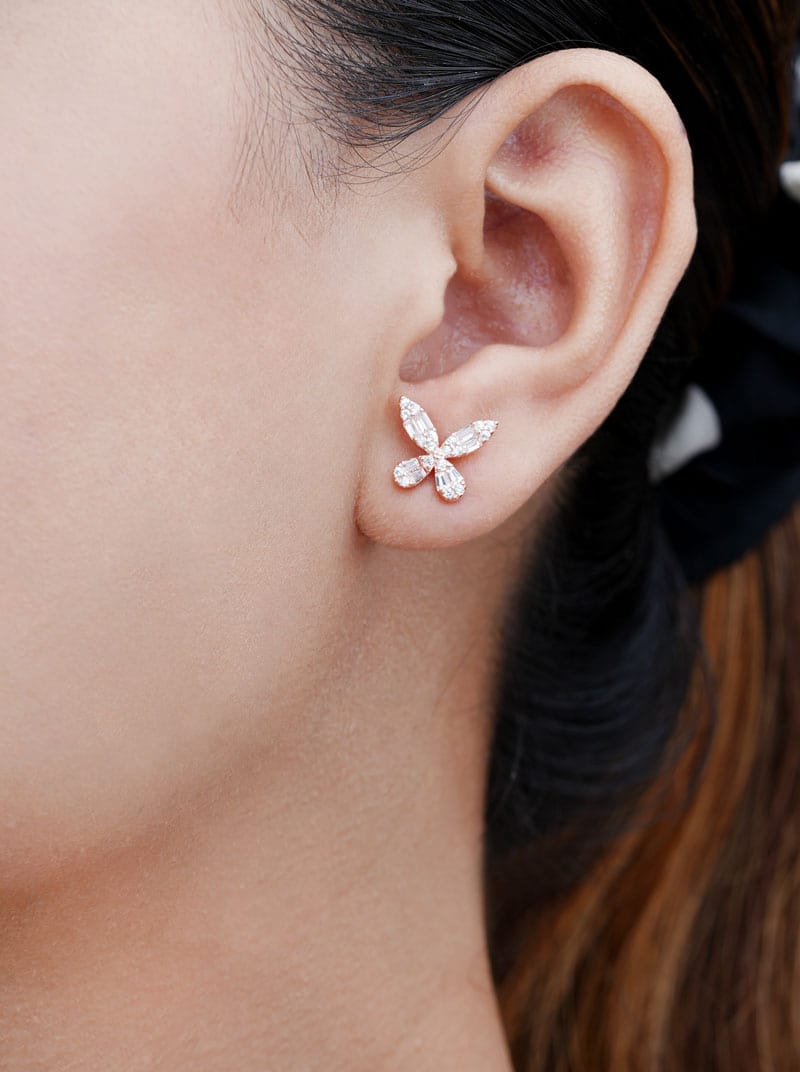 Sparkling Wings Stud Earrings (Pure Silver)