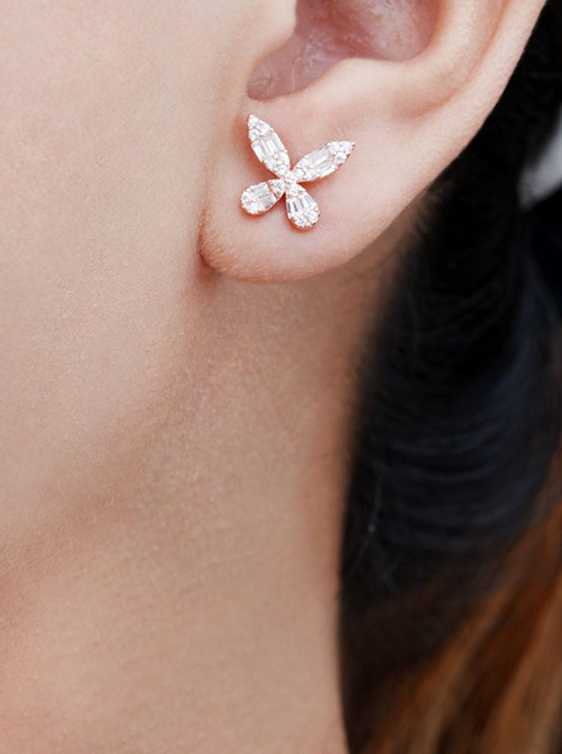 Sparkling Wings Stud Earrings (Pure Silver)
