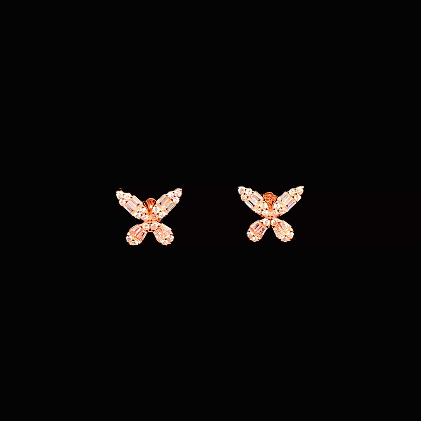 Sparkling Wings Stud Earrings Rose Gold
