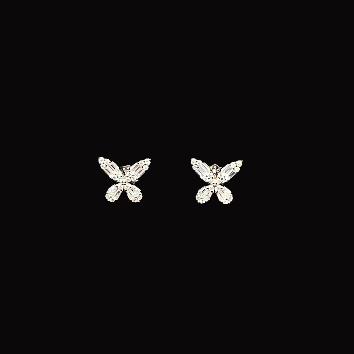 Sparkling Wings Stud Earrings Silver
