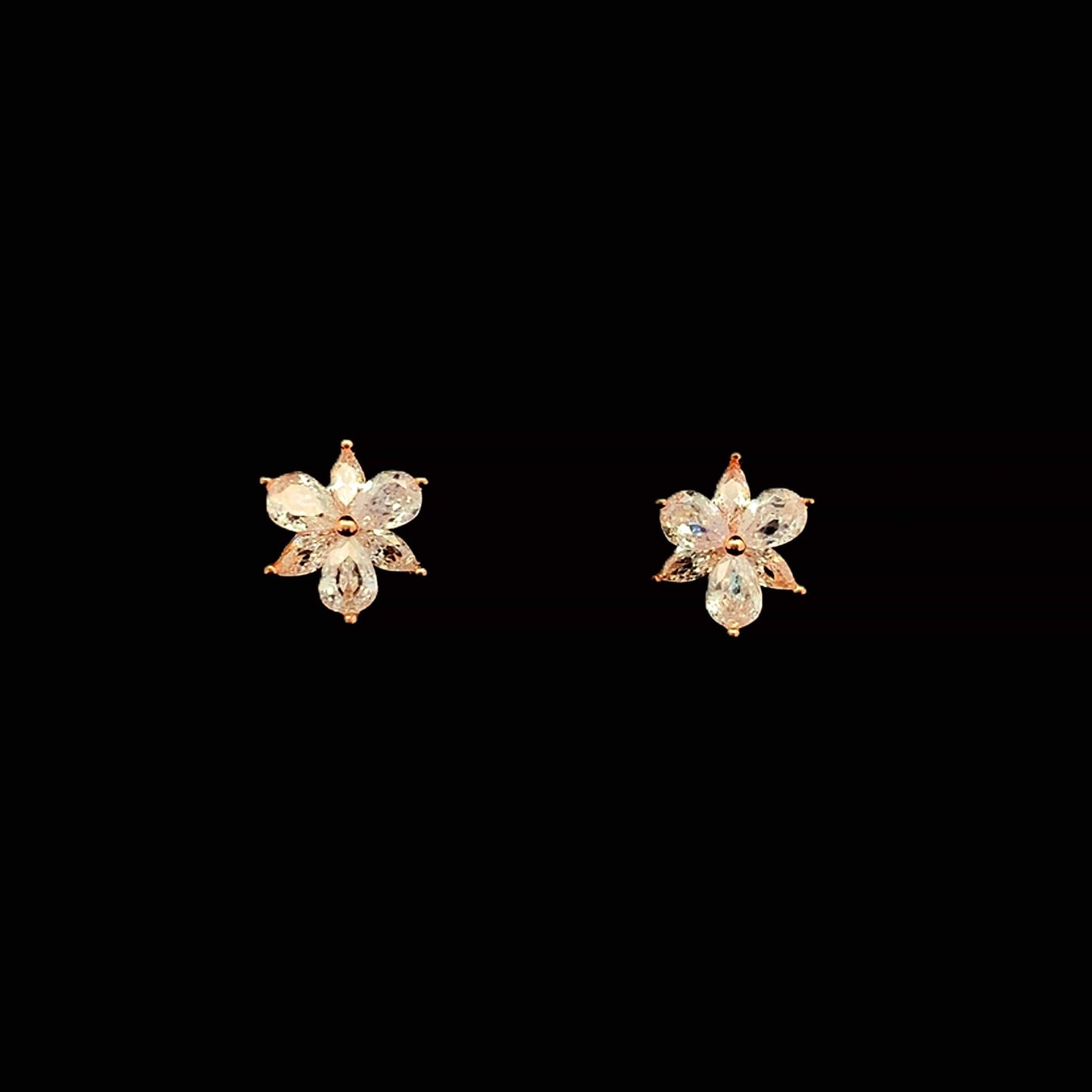Trinity Bloom Stud Earrings Rose Gold