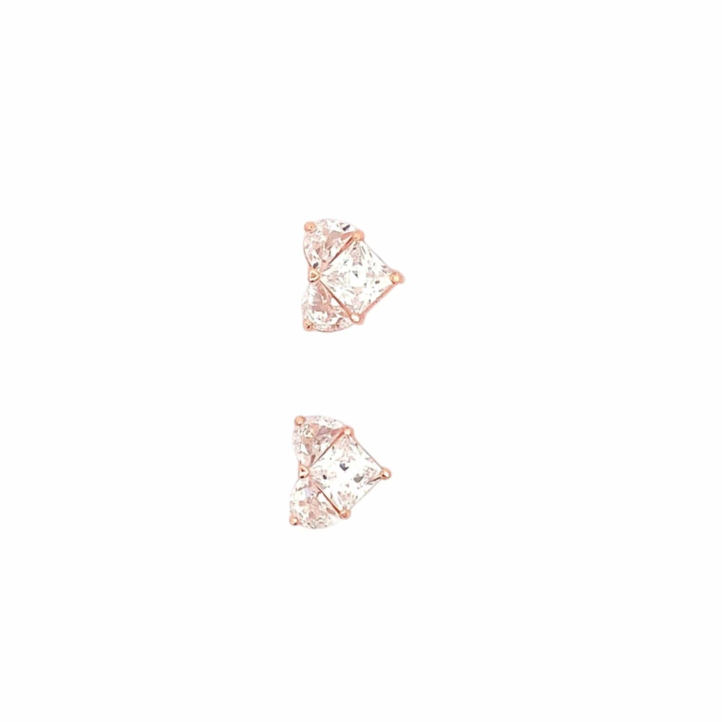 Sparkling Heart Stud Earrings (Pure Silver) - Rose Gold