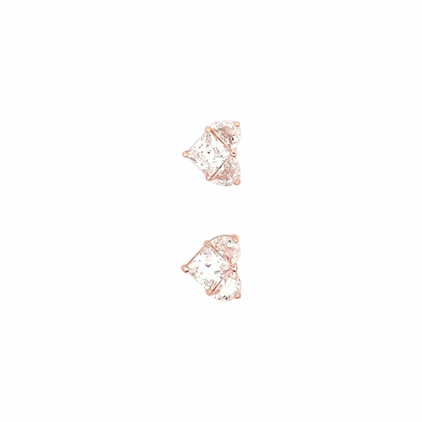 Sparkling Heart Stud Earrings (Pure Silver) - Rose Gold