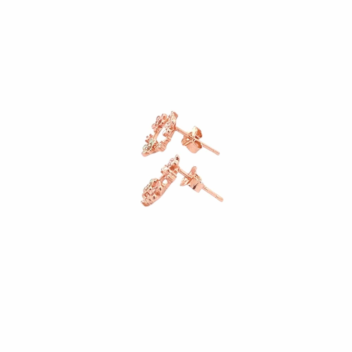 Blossom Circle Stud Earrings (Pure Silver) - Rose Gold