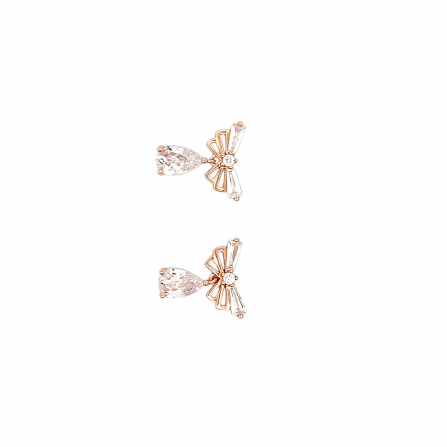 Teardrop Wings Charm Drop Earrings (Pure Silver) - Rose Gold