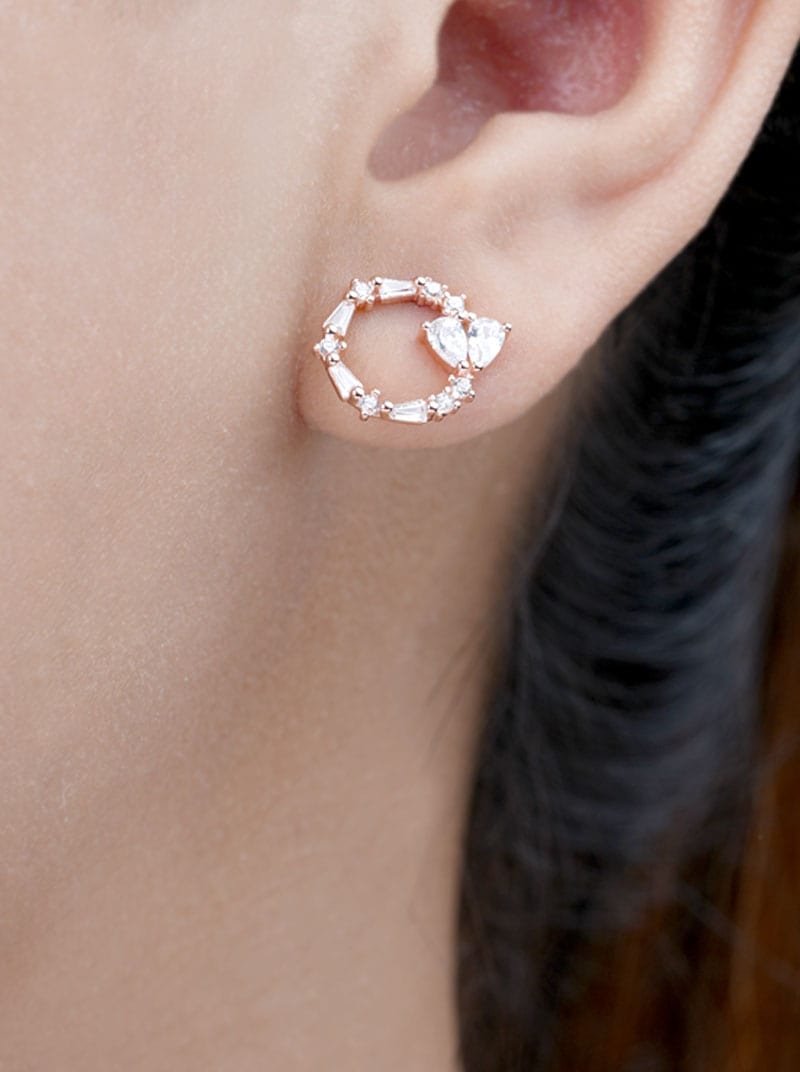 Circle of Love Stud Earrings (Pure Silver) - Rose Gold
