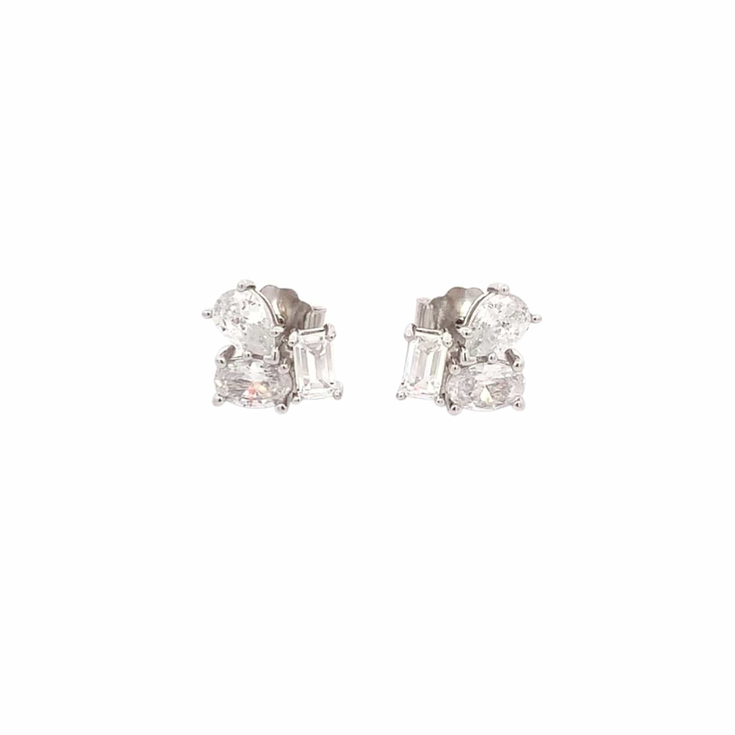 Triad of Beauty Stud Earrings (Pure Silver) - Silver