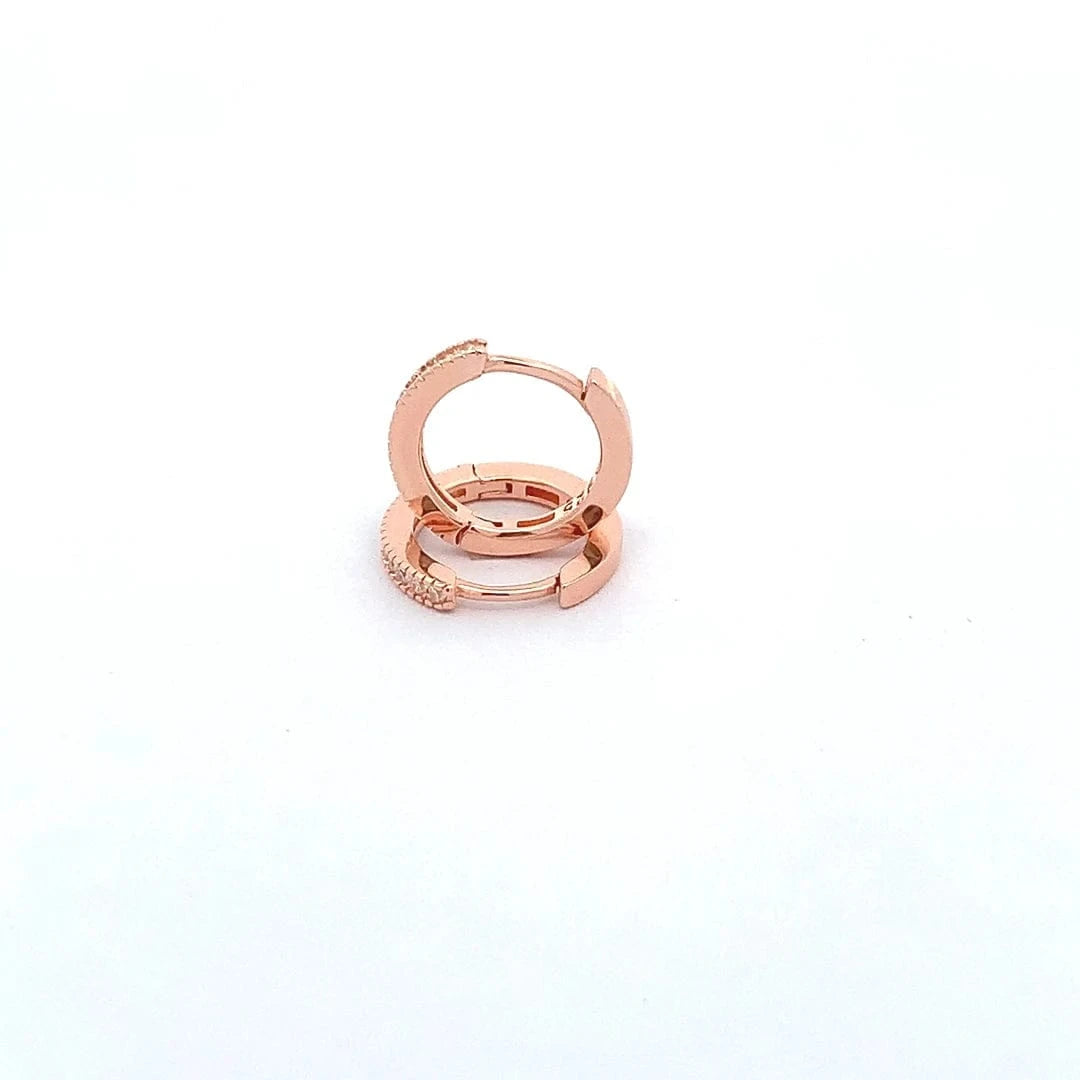 Sparkle Huggie Earrings (Pure Silver) - Rose Gold