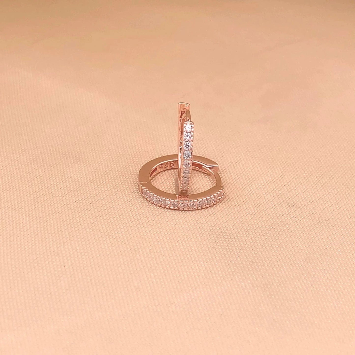 Sparkle Huggie Earrings (Pure Silver) - Rose Gold