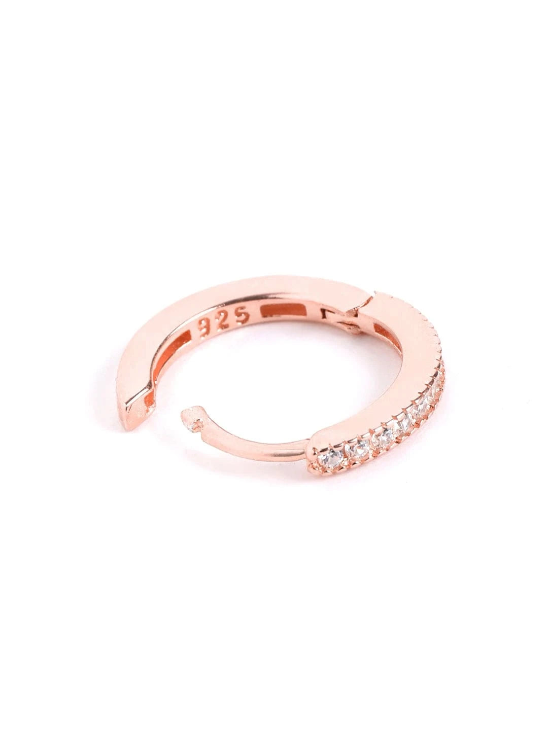 Sparkle Huggie Earrings (Pure Silver) - Rose Gold