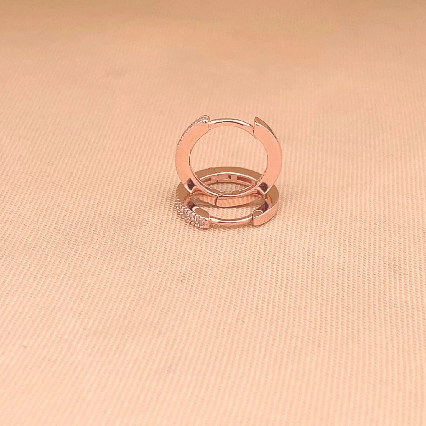 Sparkle Huggie Earrings (Pure Silver) - Rose Gold