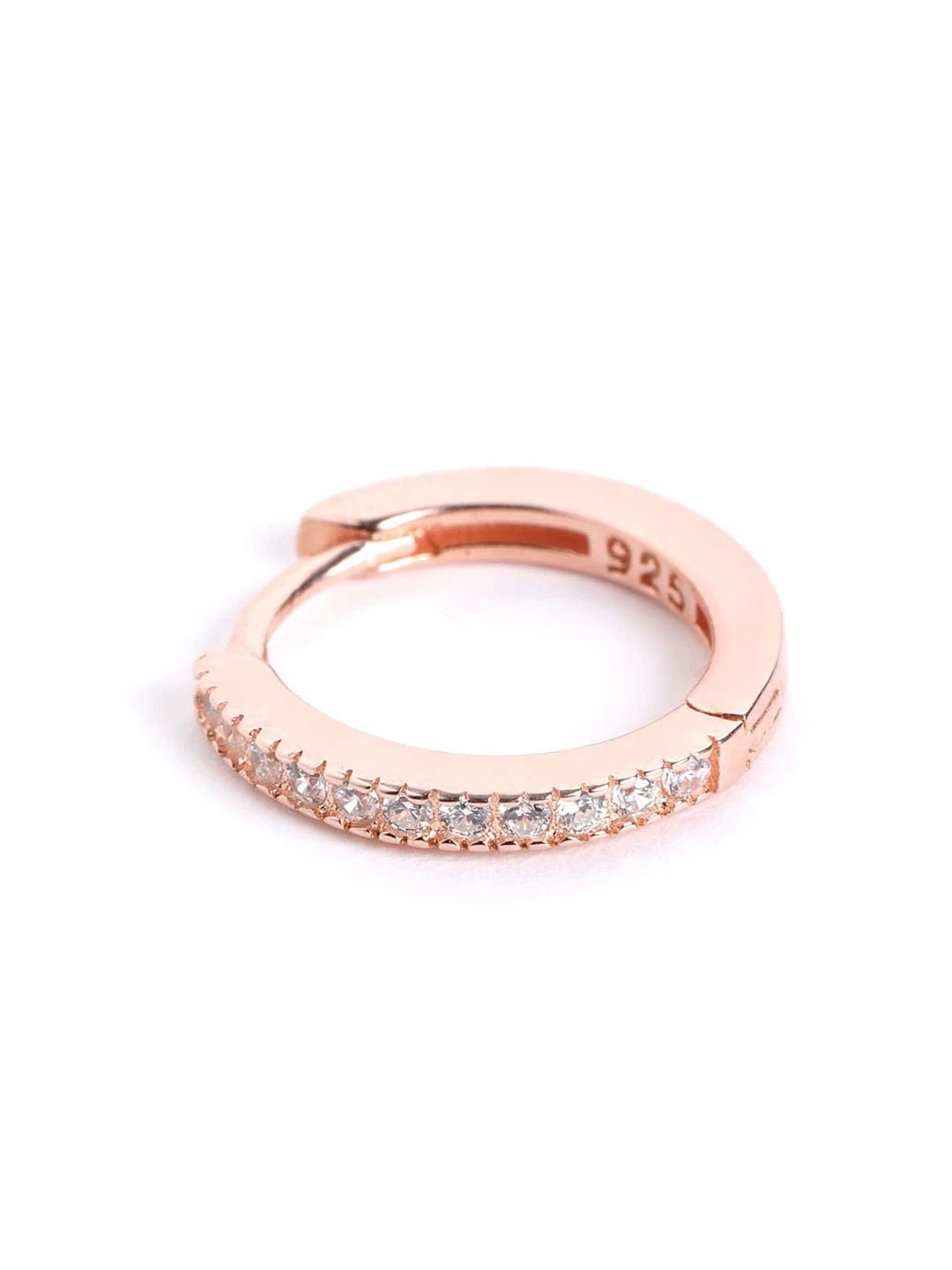 Sparkle Huggie Earrings (Pure Silver) - Rose Gold