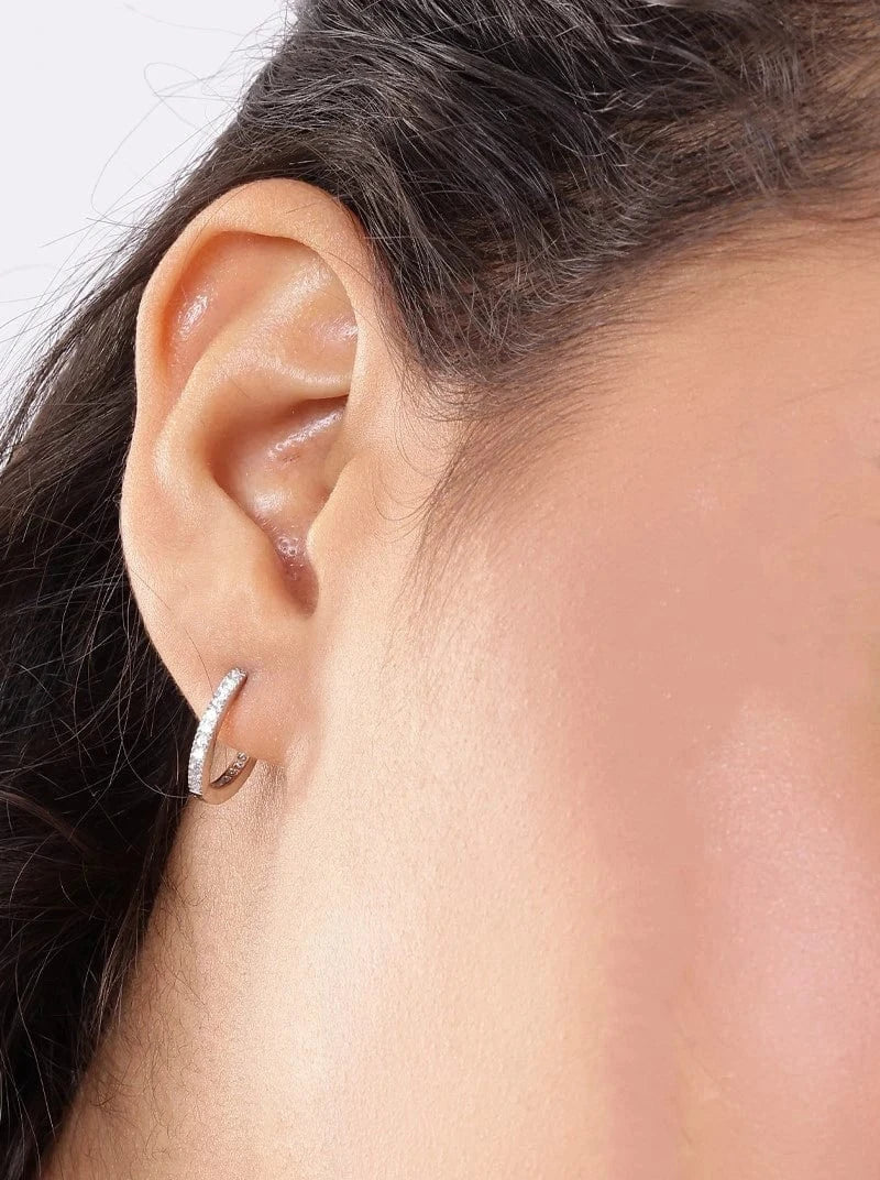 Sparkle Huggie Earrings (Pure Silver) - Silver