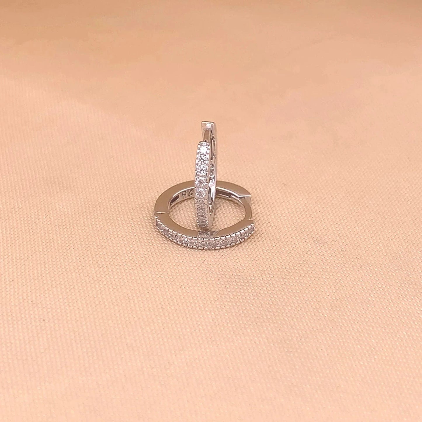 Sparkle Huggie Earrings (Pure Silver) - Silver