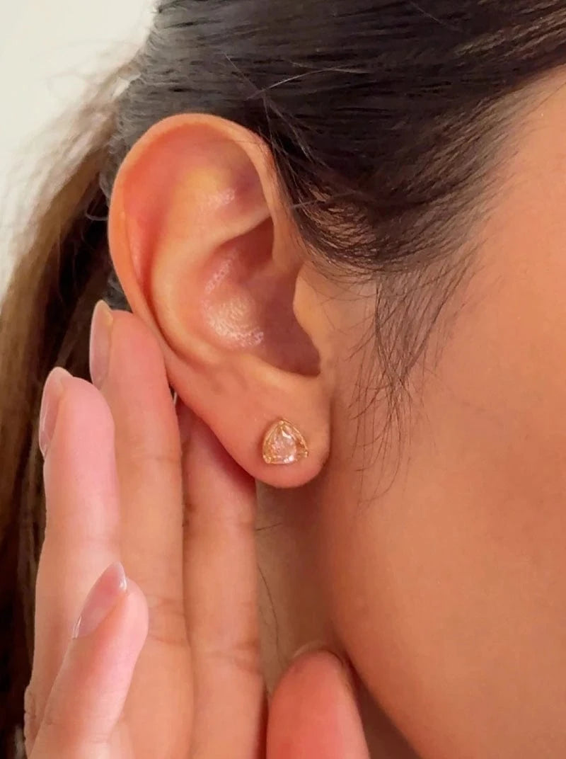 Trillia Stud Earrings (Pure Silver) - Rose Gold