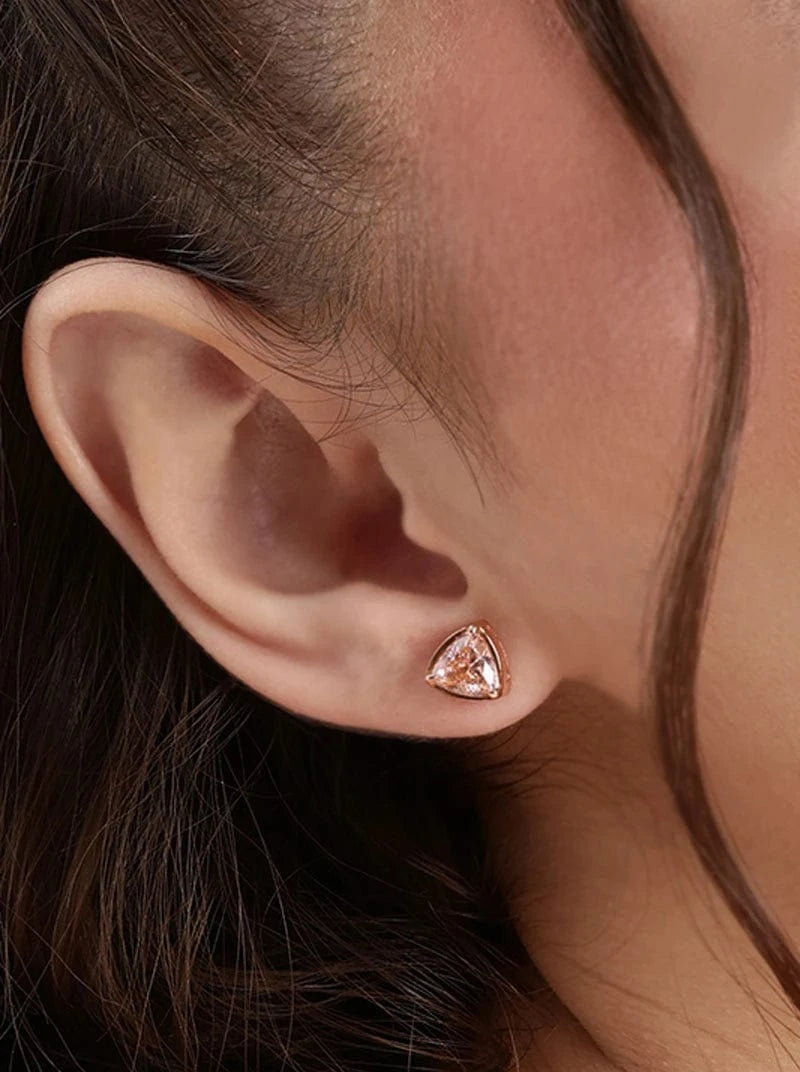Trillia Stud Earrings (Pure Silver) - Rose Gold