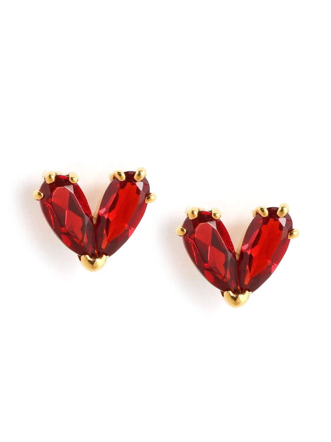 Scarlet Heart Stud Earrings (Pure Silver) - Gold