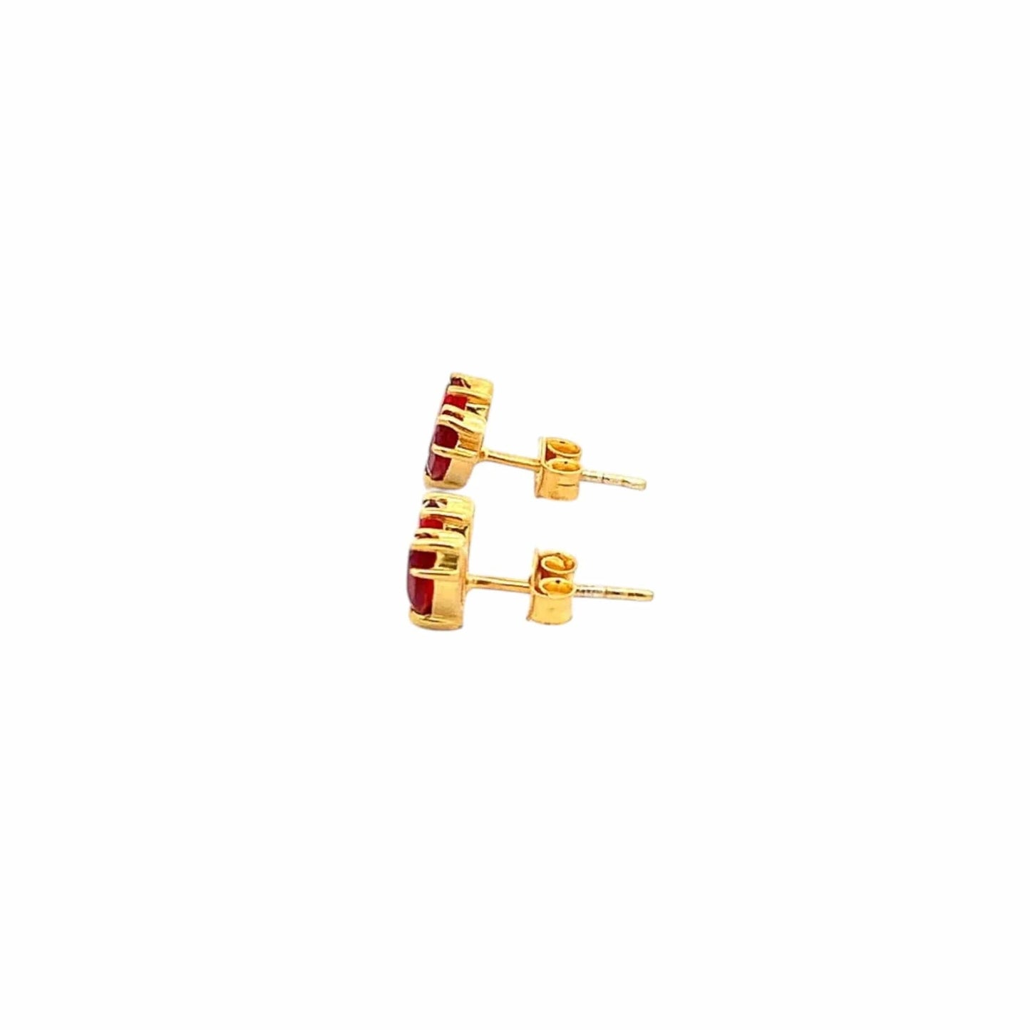 Scarlet Heart Stud Earrings (Pure Silver) - Gold