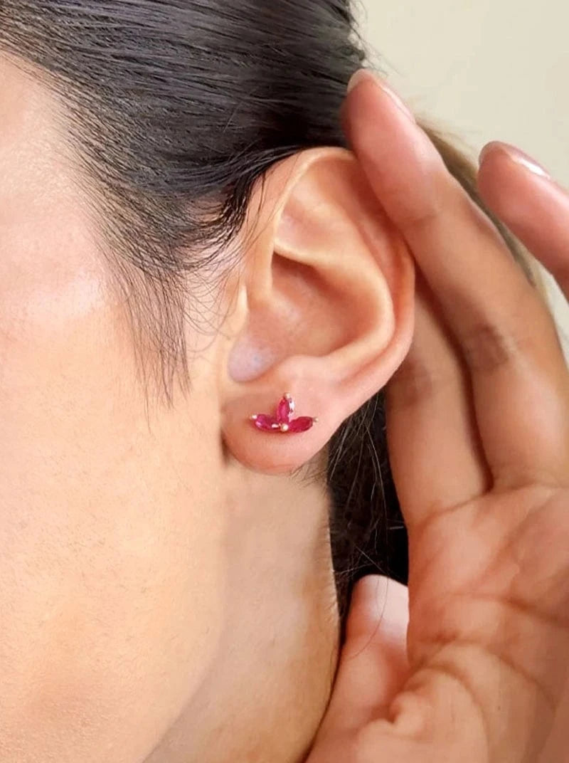 Crimson Stud Earrings (Pure Silver) - Rose Gold