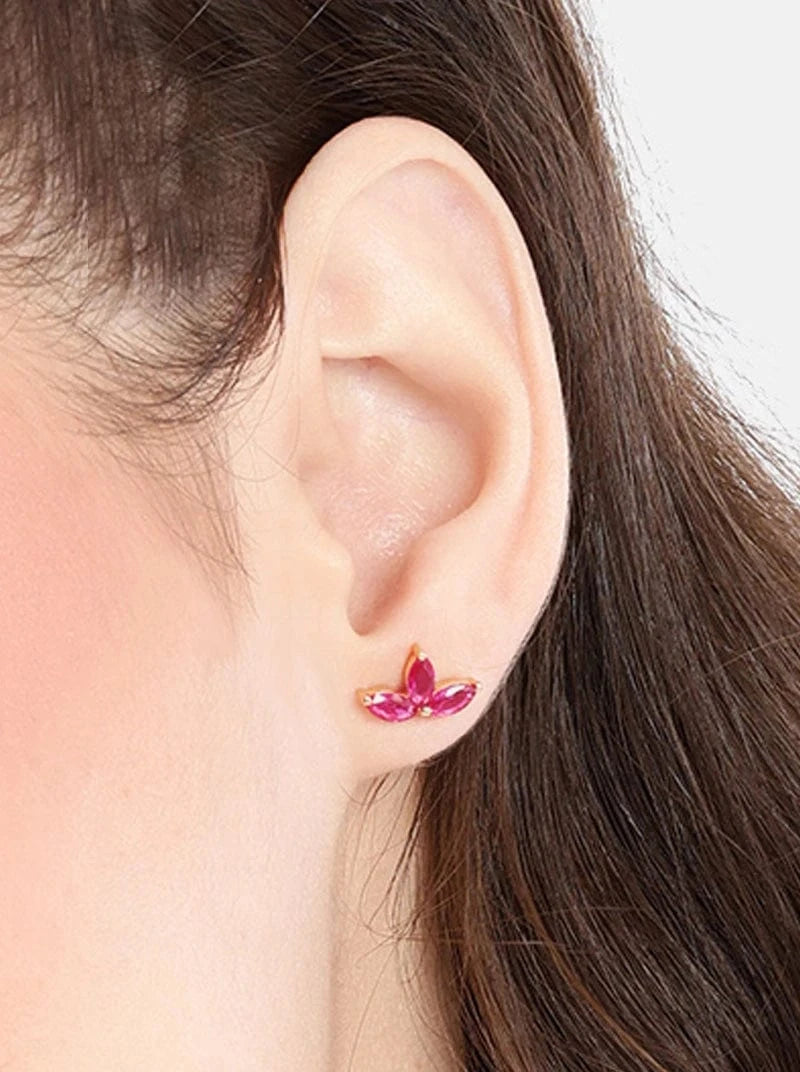 Crimson Stud Earrings (Pure Silver) - Rose Gold