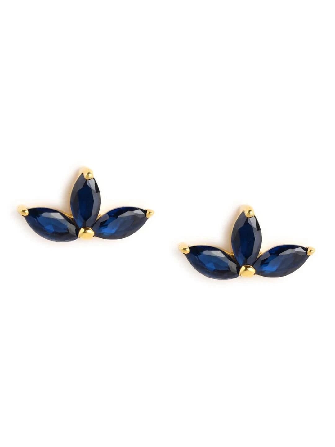 Noir Navy Stud Earrings (Pure Silver) - Gold