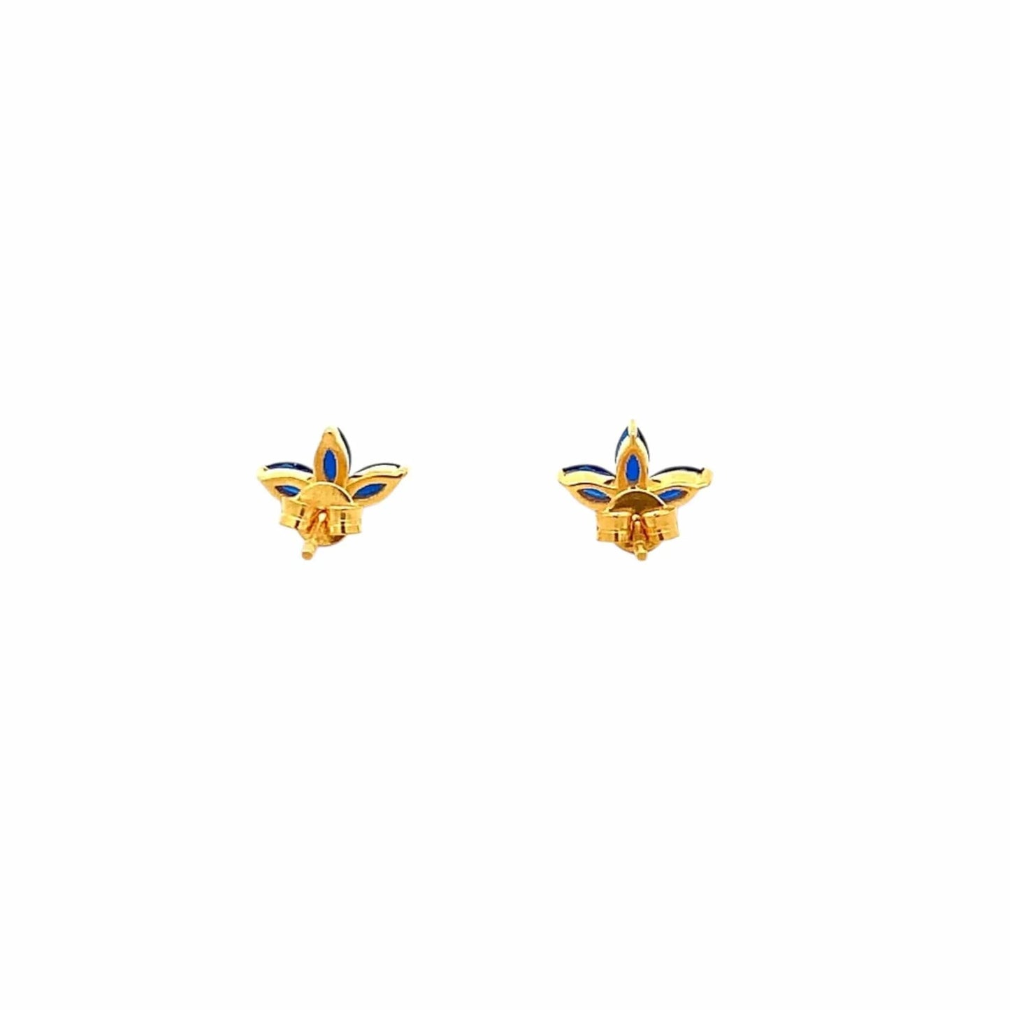 Noir Navy Stud Earrings (Pure Silver) - Gold