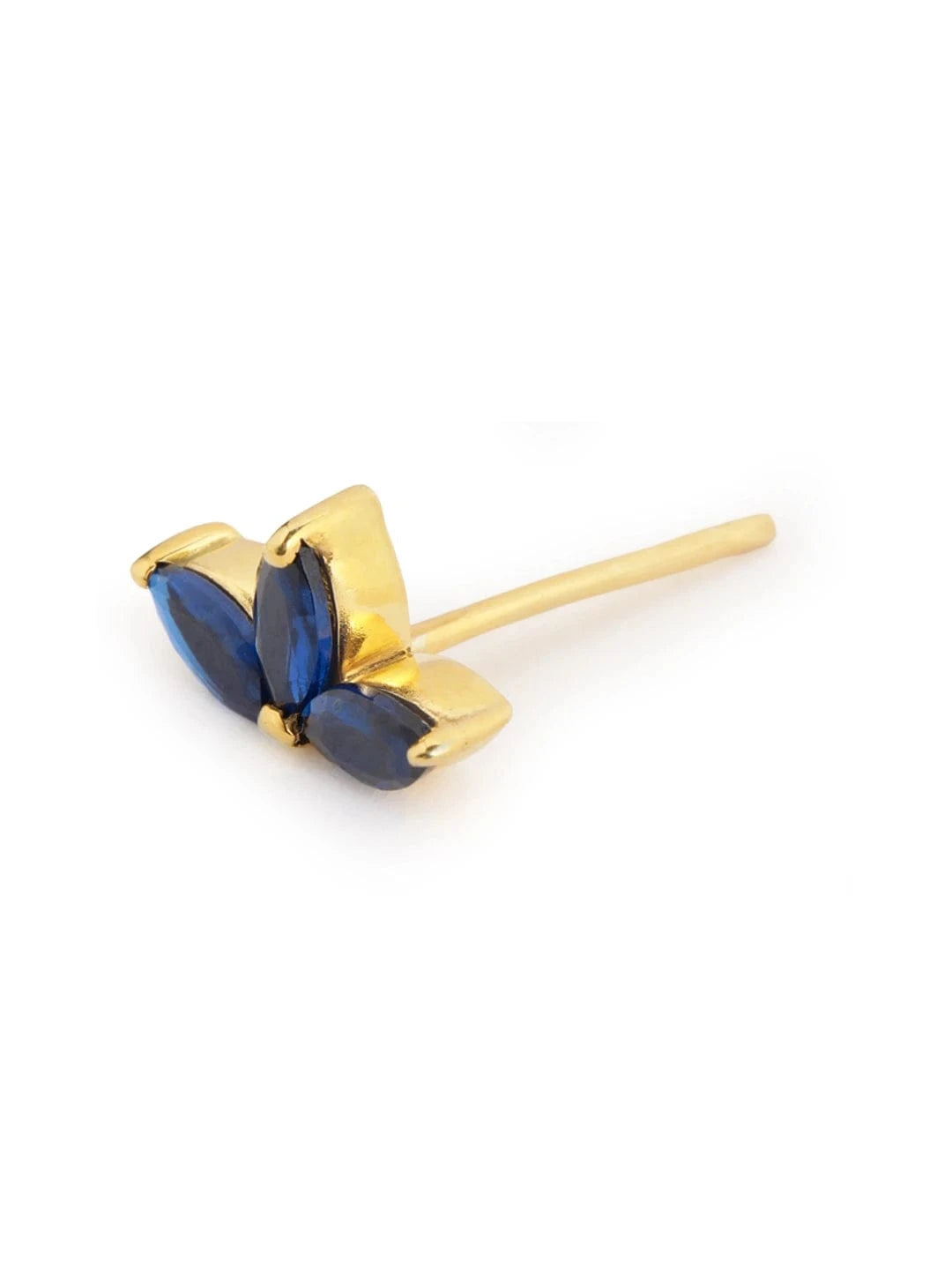 Noir Navy Stud Earrings (Pure Silver) - Gold