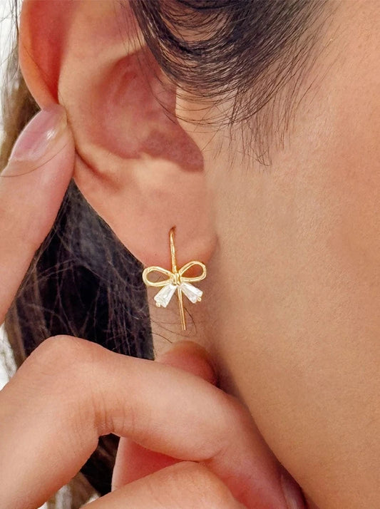 Petite Bow Earrings (Pure Silver) - Gold