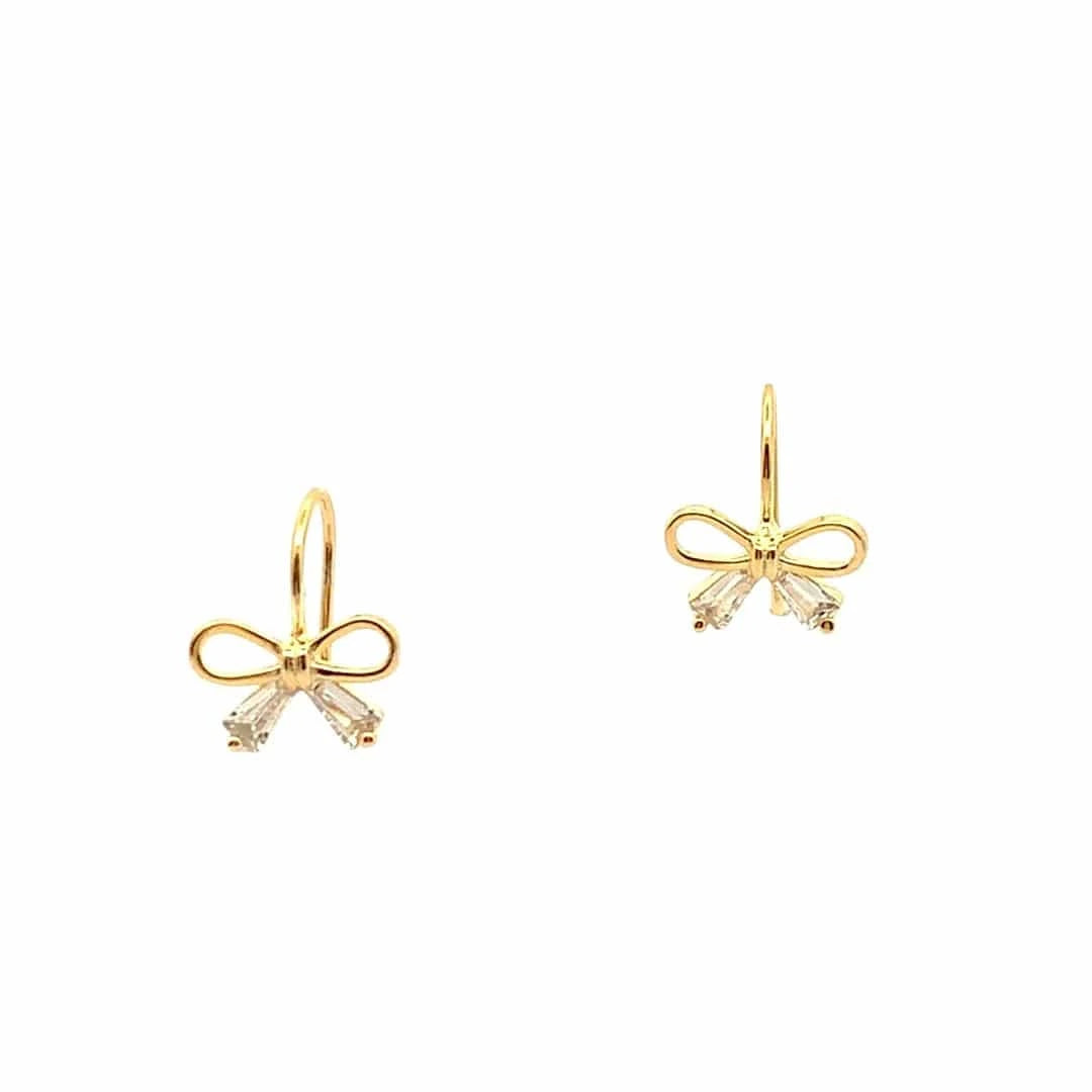 Petite Bow Earrings (Pure Silver) - Gold