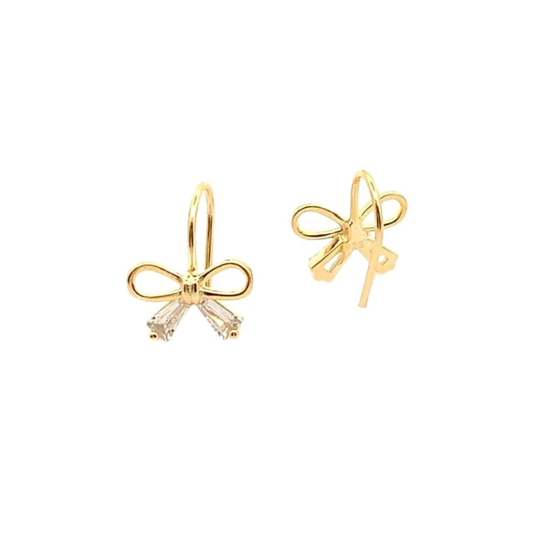 Petite Bow Earrings (Pure Silver) - Gold