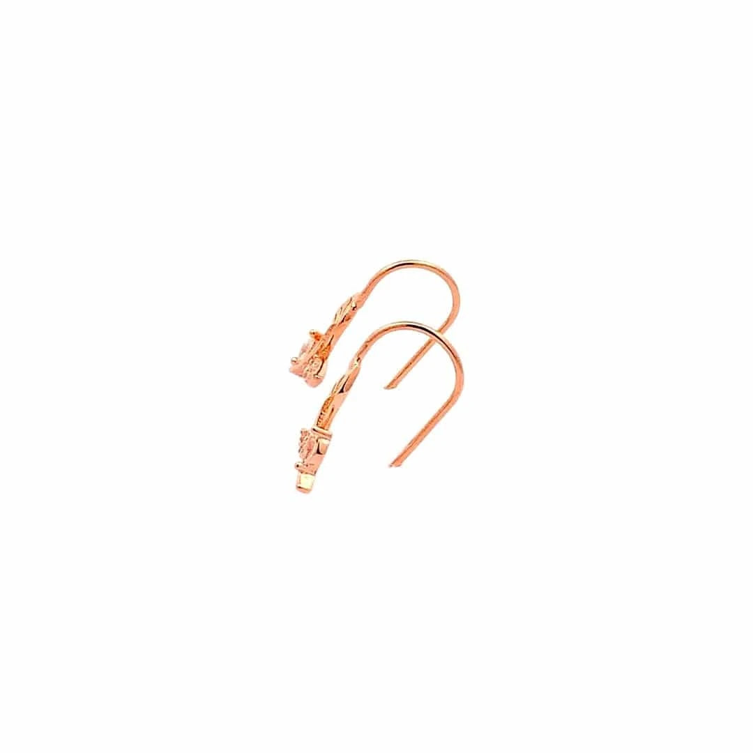 Tiny Leaf Hook Earrings (Pure Silver) - Rose Gold