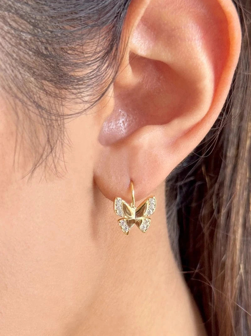 Twilight Butterfly Earrings (Pure Silver) - Gold
