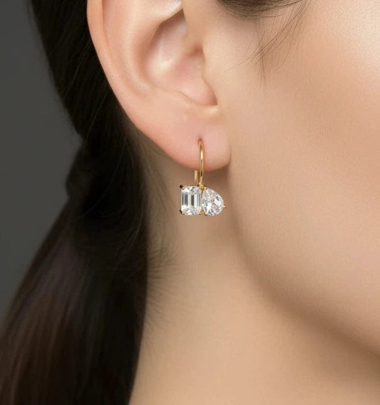 Toi et Moi Earrings (Pure Silver) - Gold